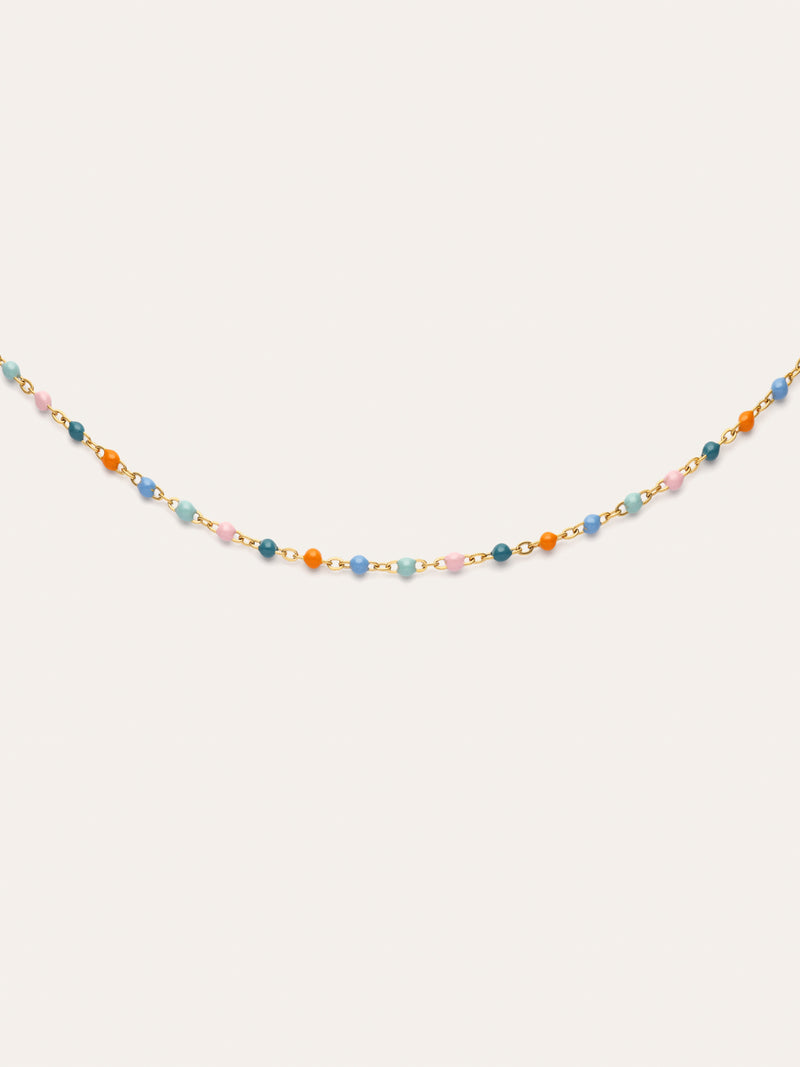 Dots Alpine Enamel Stainless Steel Gold Necklace