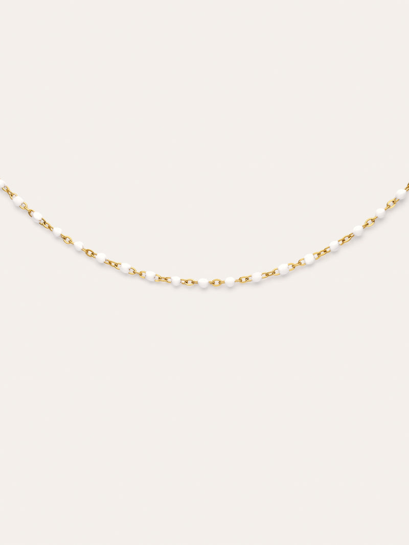 Collar Dots Enamel Blanco Acero Baño Oro