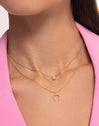 Pack of 2 Spark Necklaces + Mini Moonset Gold Plating - puesto en modelo