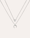 Diamond + Mini Moonset 2 Silver Necklaces Pack