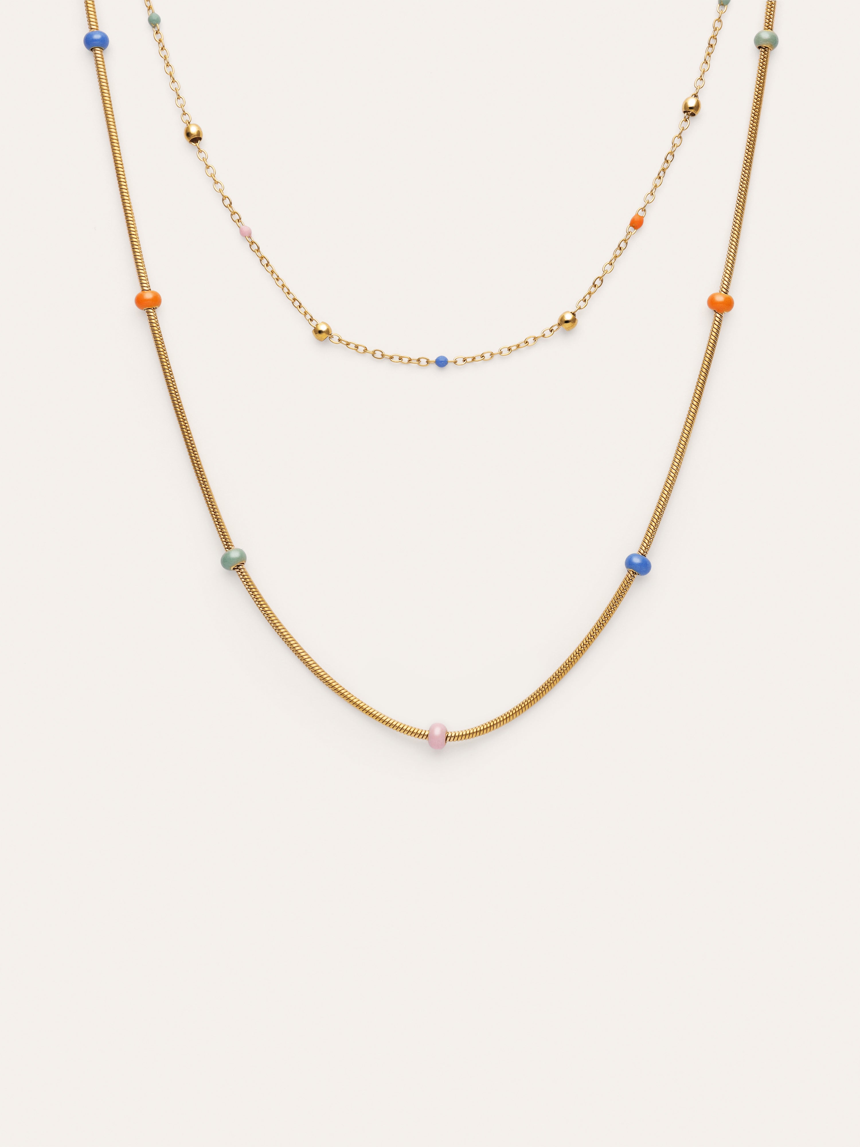 Collar Doble Carla Enamel Acero Baño Oro