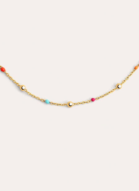 Dots L Colors Enamel Gold Stainless Steel Necklace