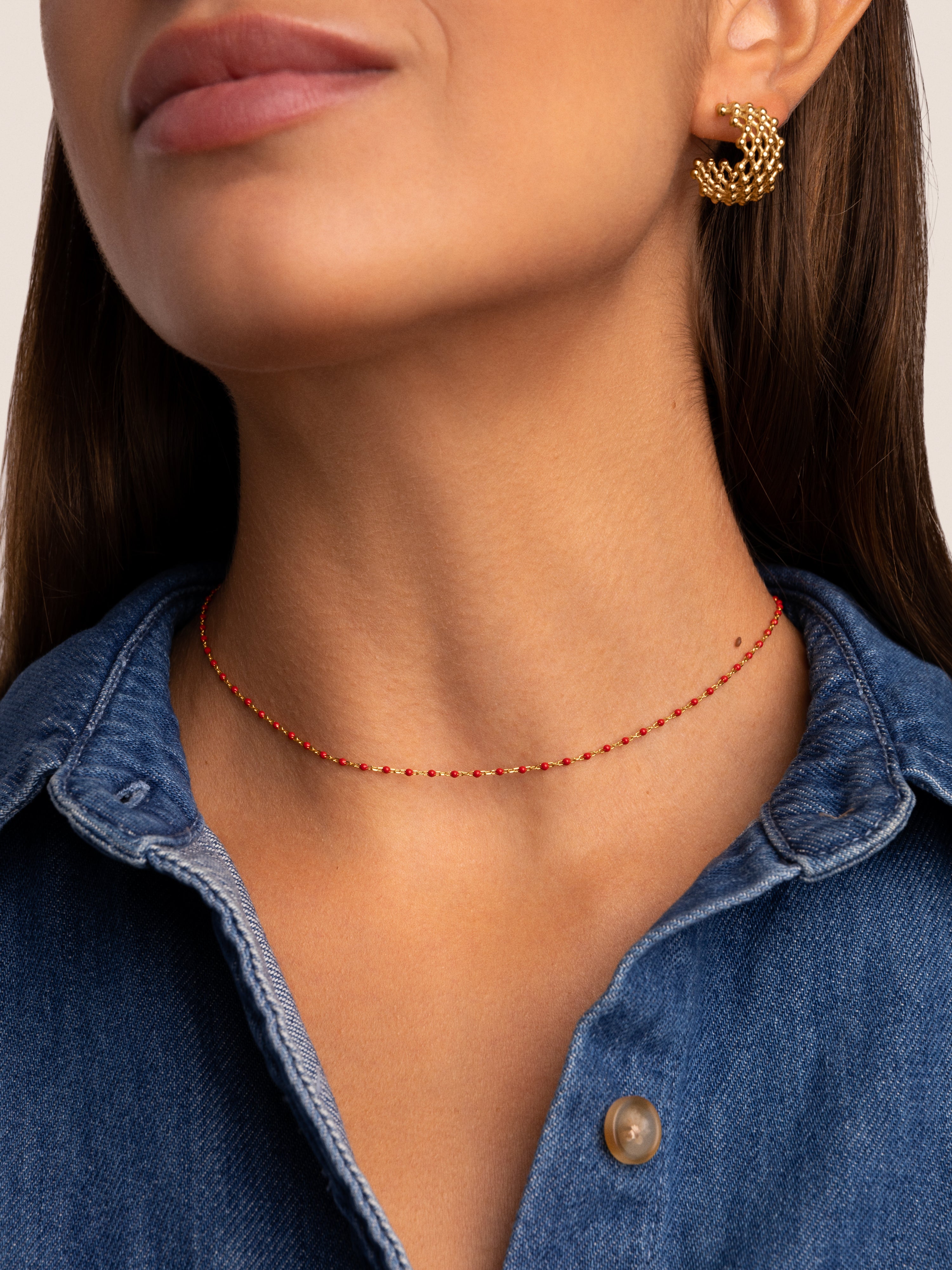 Red enamel sale necklace