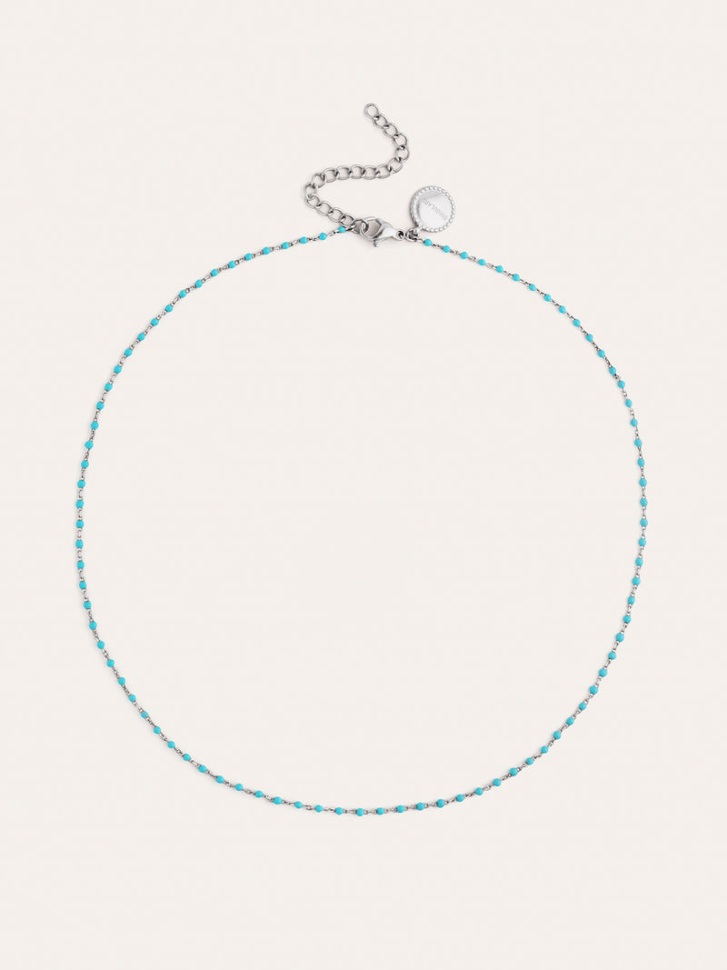 Dots Turquoise Enamel Steel Necklace