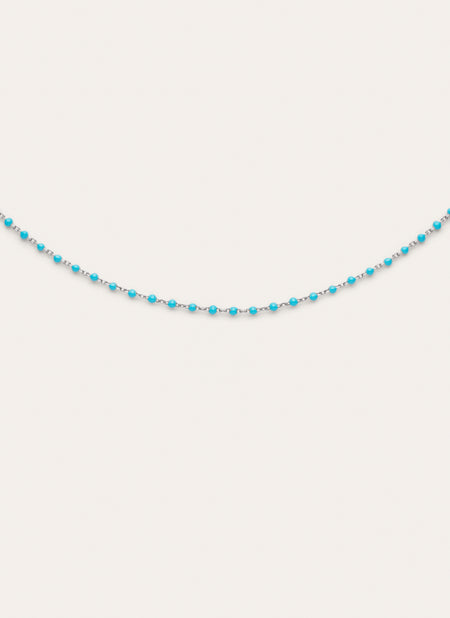 Dots Turquoise Enamel Steel Necklace