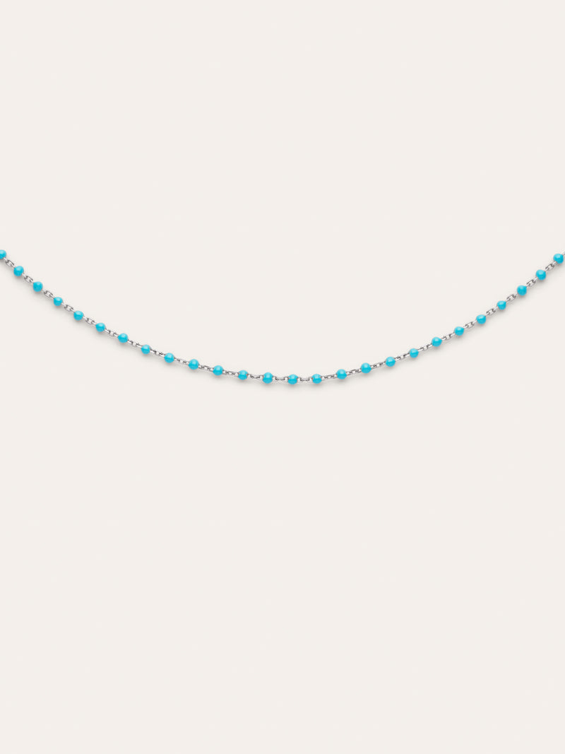 Dots Turquoise Enamel Steel Necklace