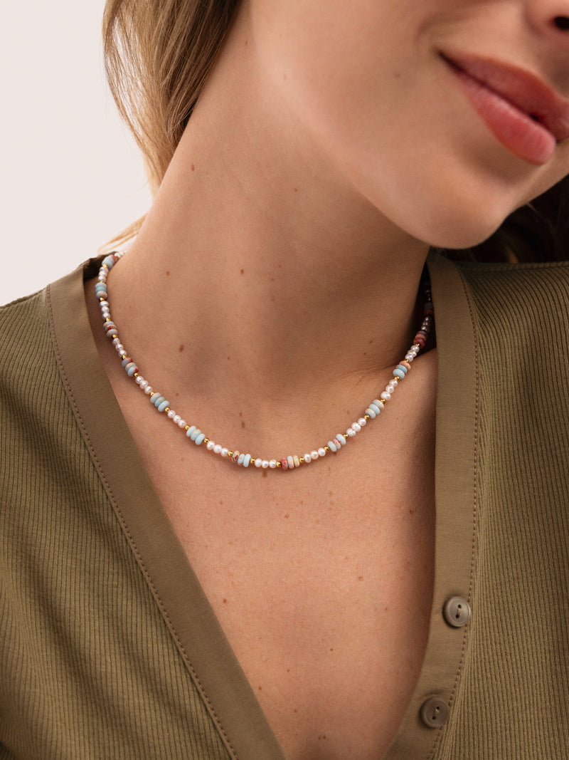 Collar Daylight Perlas Acero Baño Oro