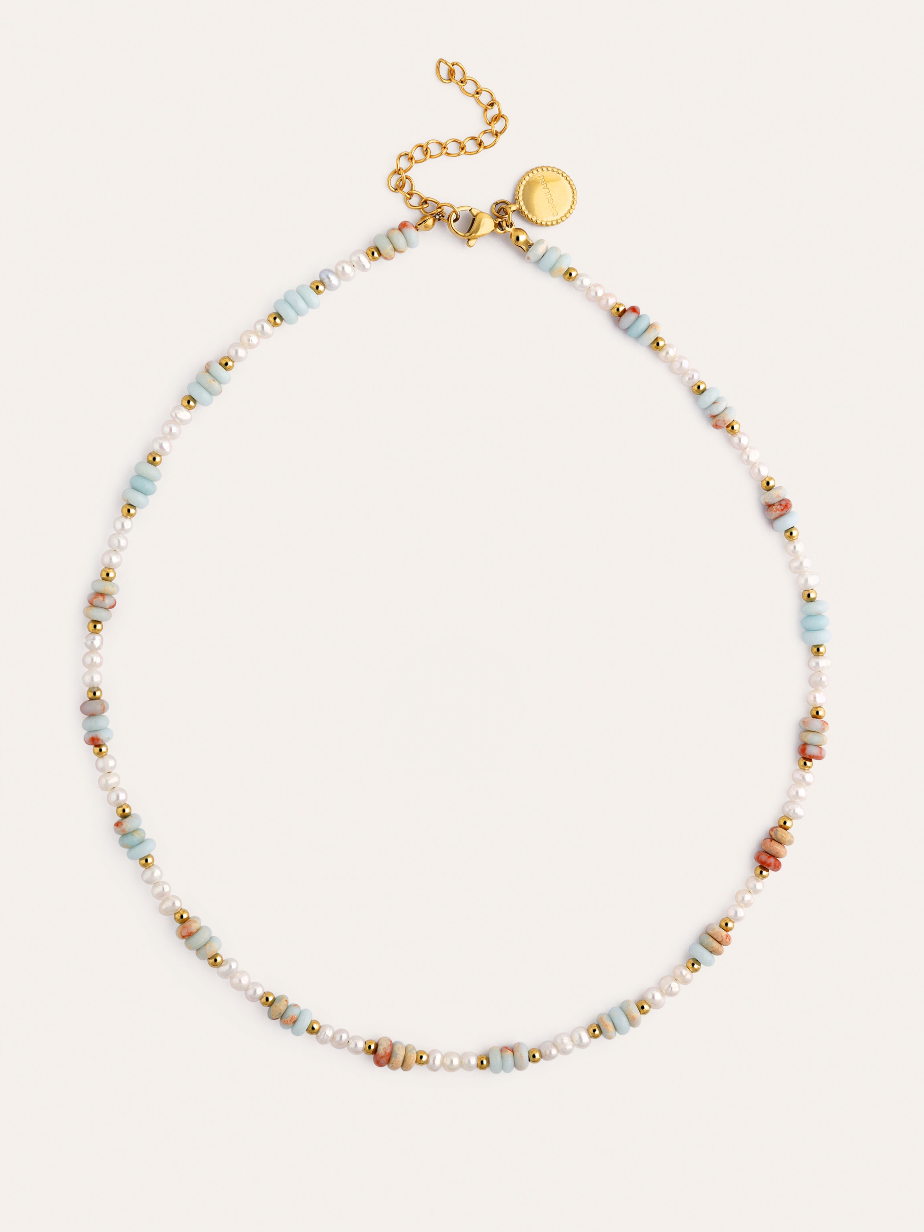 Daylight Pearls Stainless Steel Gold Necklace