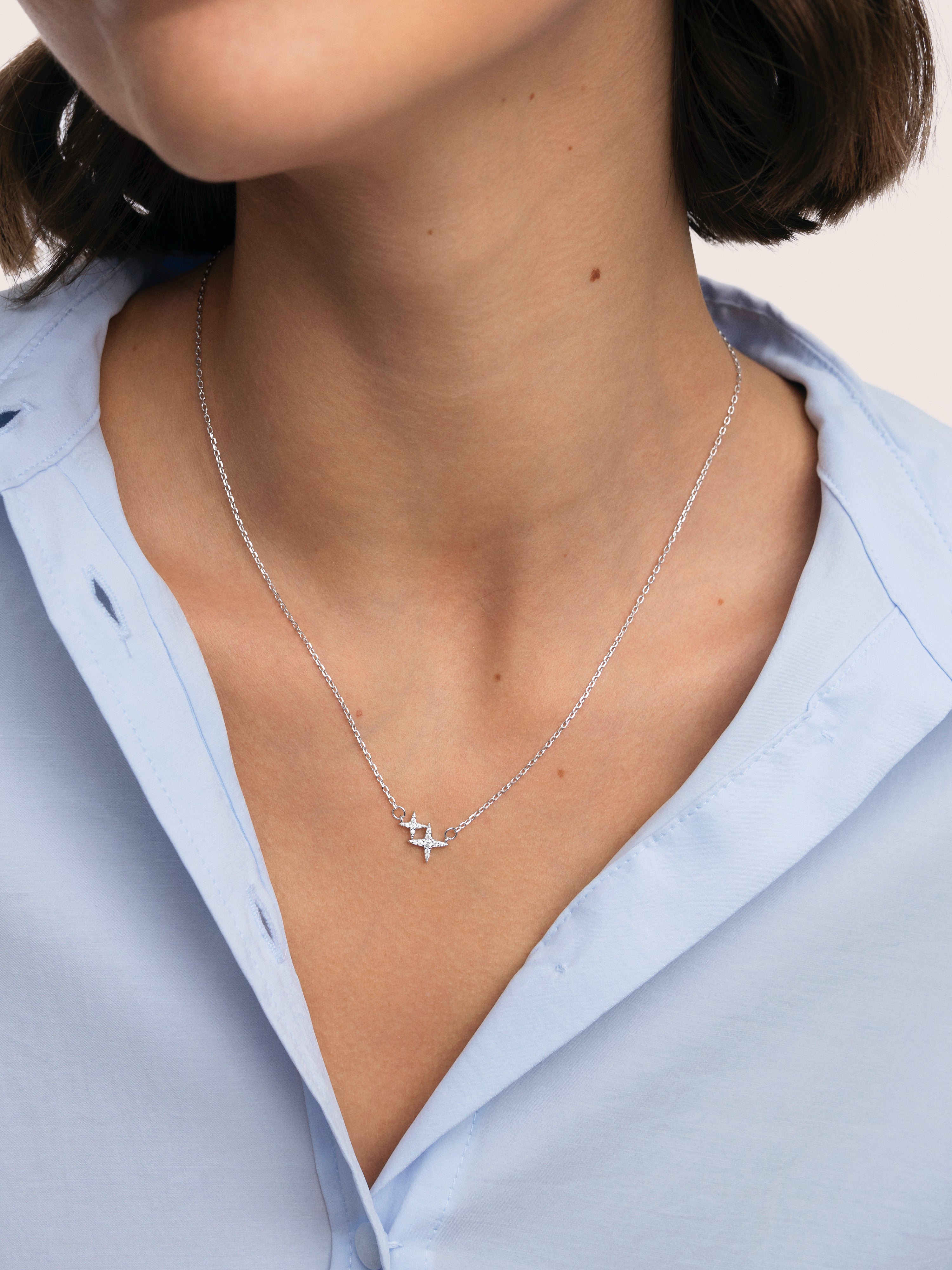 Duo Spark Silver Necklace