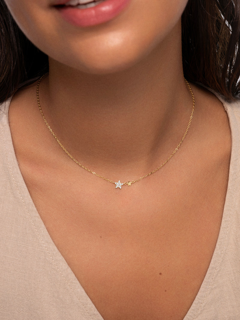 Duo Stars Gold-Plated Necklace