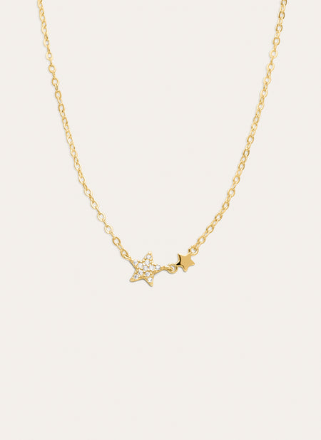 Duo Stars Gold-Plated Necklace