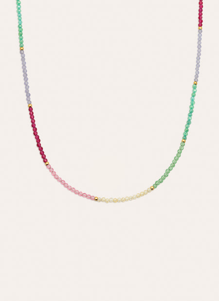 Dye Dots Pastel Stainless Steel Gold Necklace