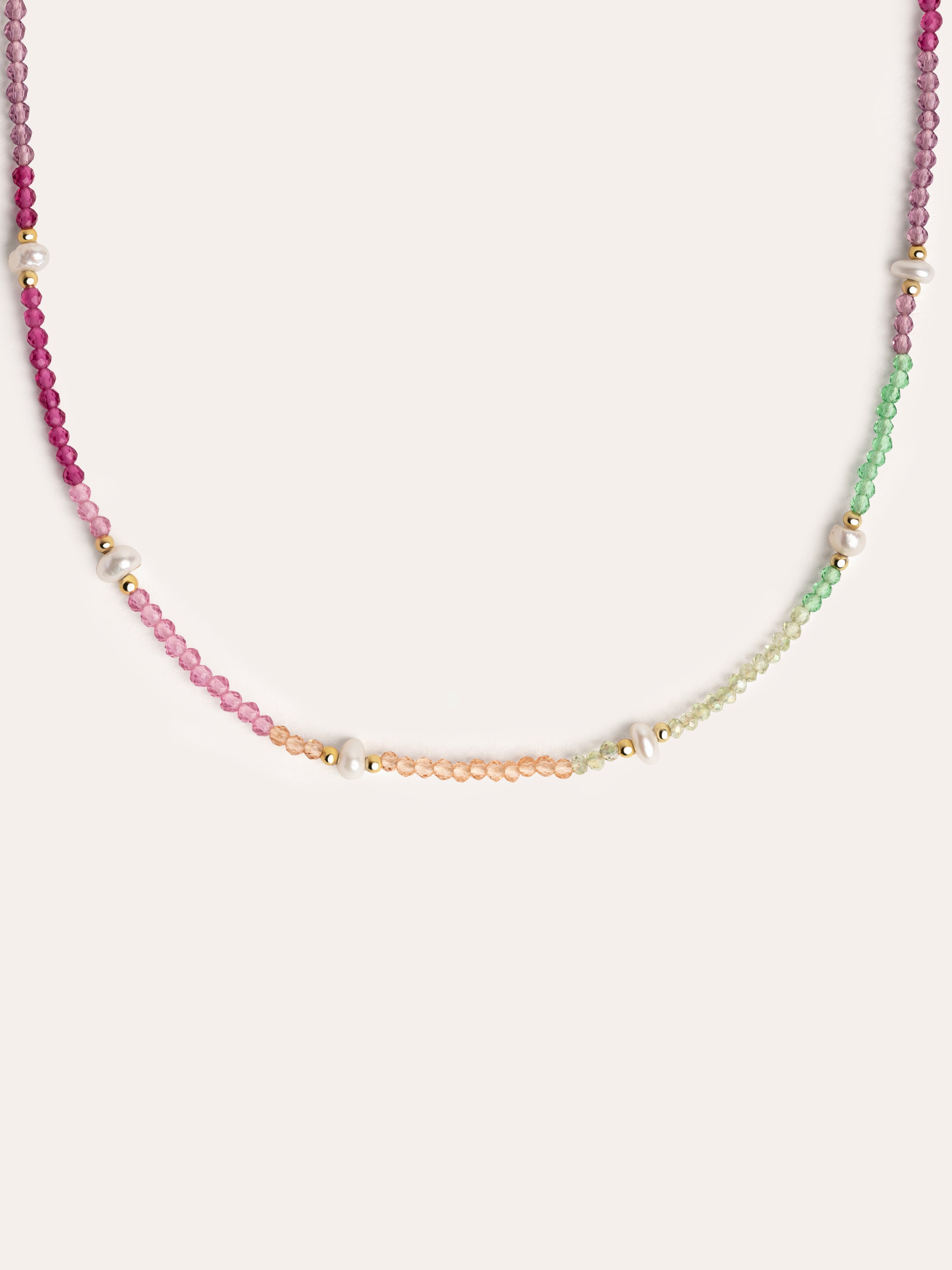 Dye Pearls Colors Gold Necklace