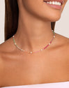 Dye Pearls Colors Gold Necklace