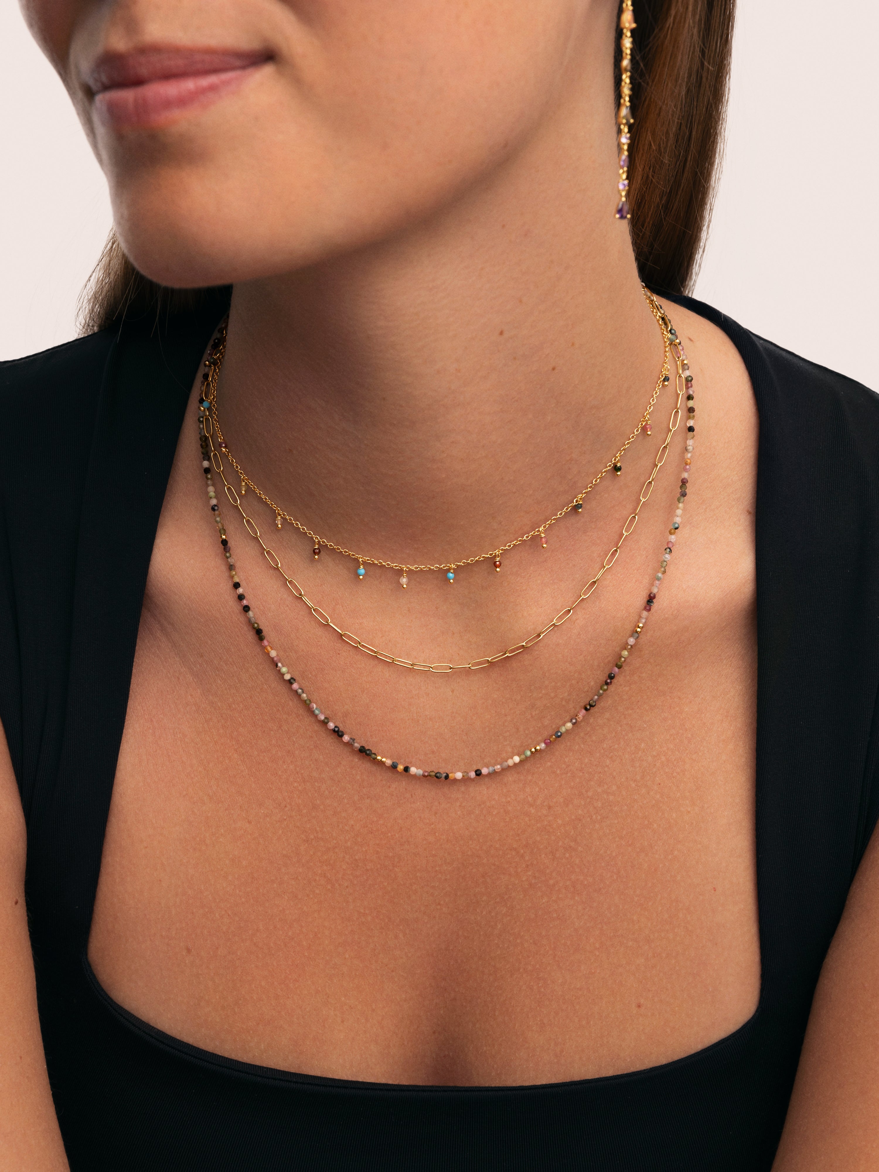 Danicing Stones Gold Necklace 