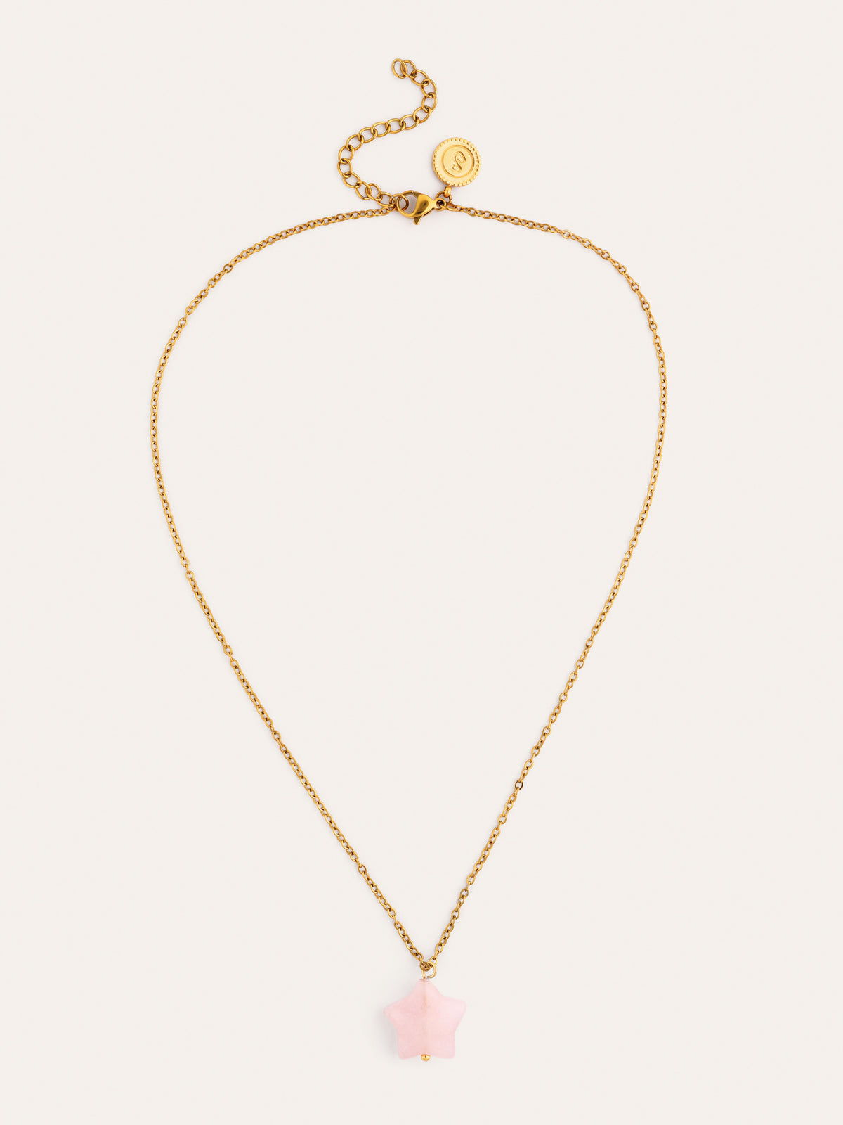 Rose Quartz Star Necklace Steel Gold Plated - vista 4