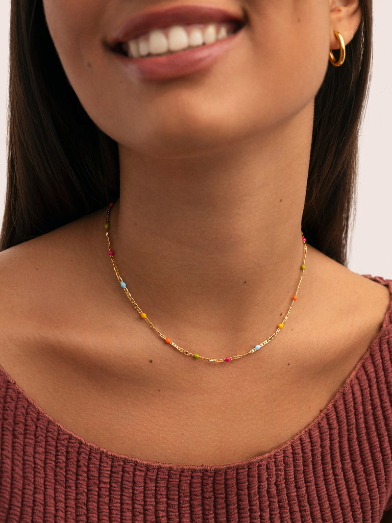 Fine Enamel Colors Gold Necklace 