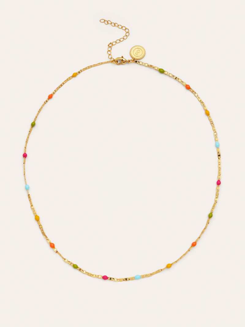 Fine Enamel Colors Gold Necklace 