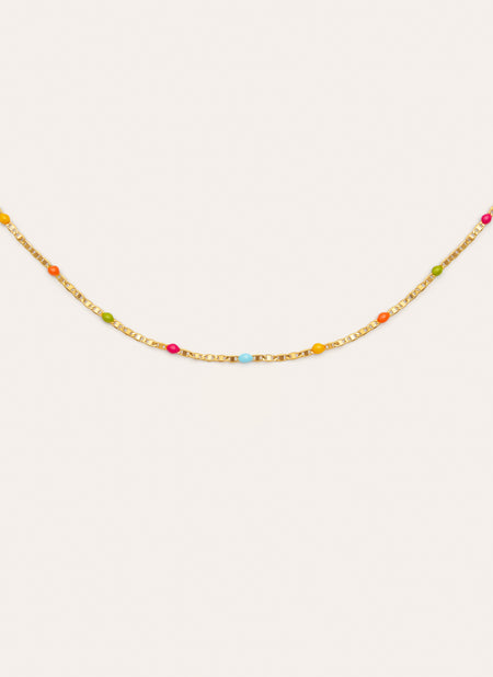 Fine Enamel Colors Gold Necklace 