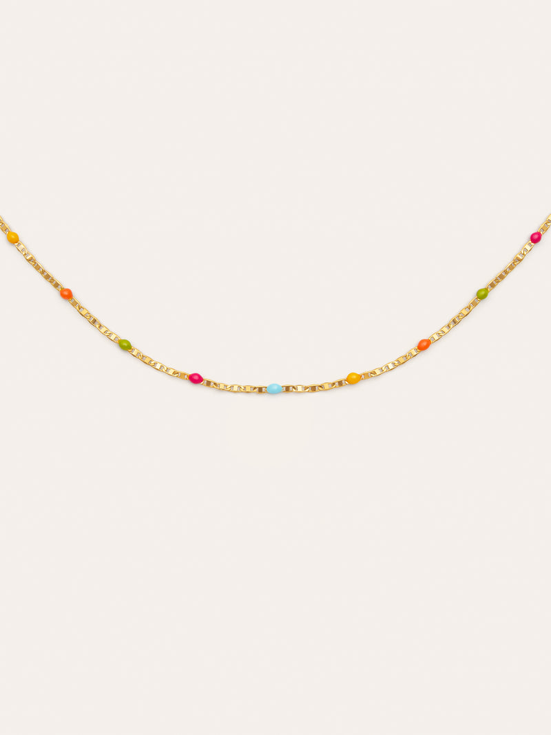 Fine Enamel Colors Gold Necklace 
