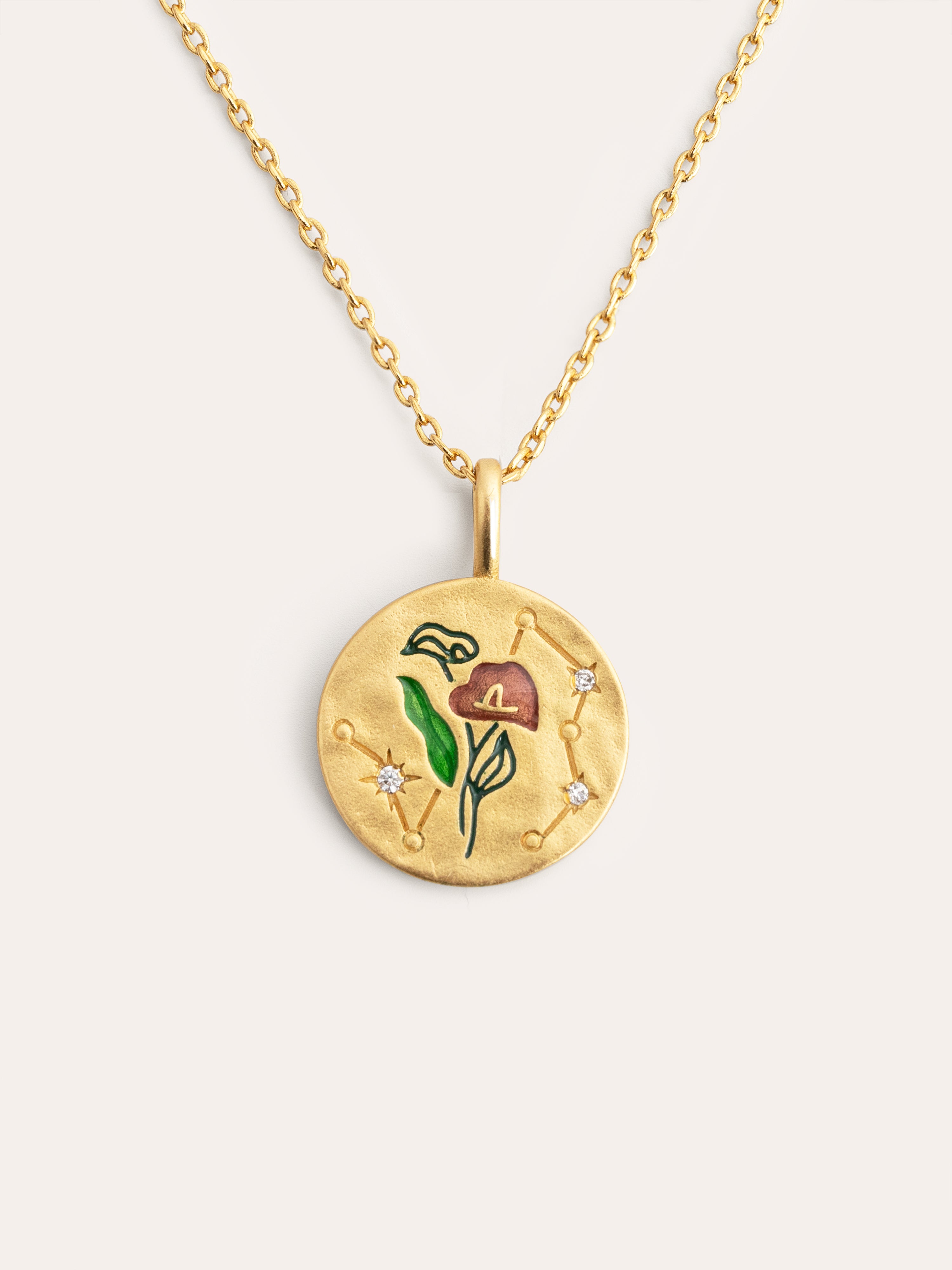 Medallion Flower Blossom Gold Necklace