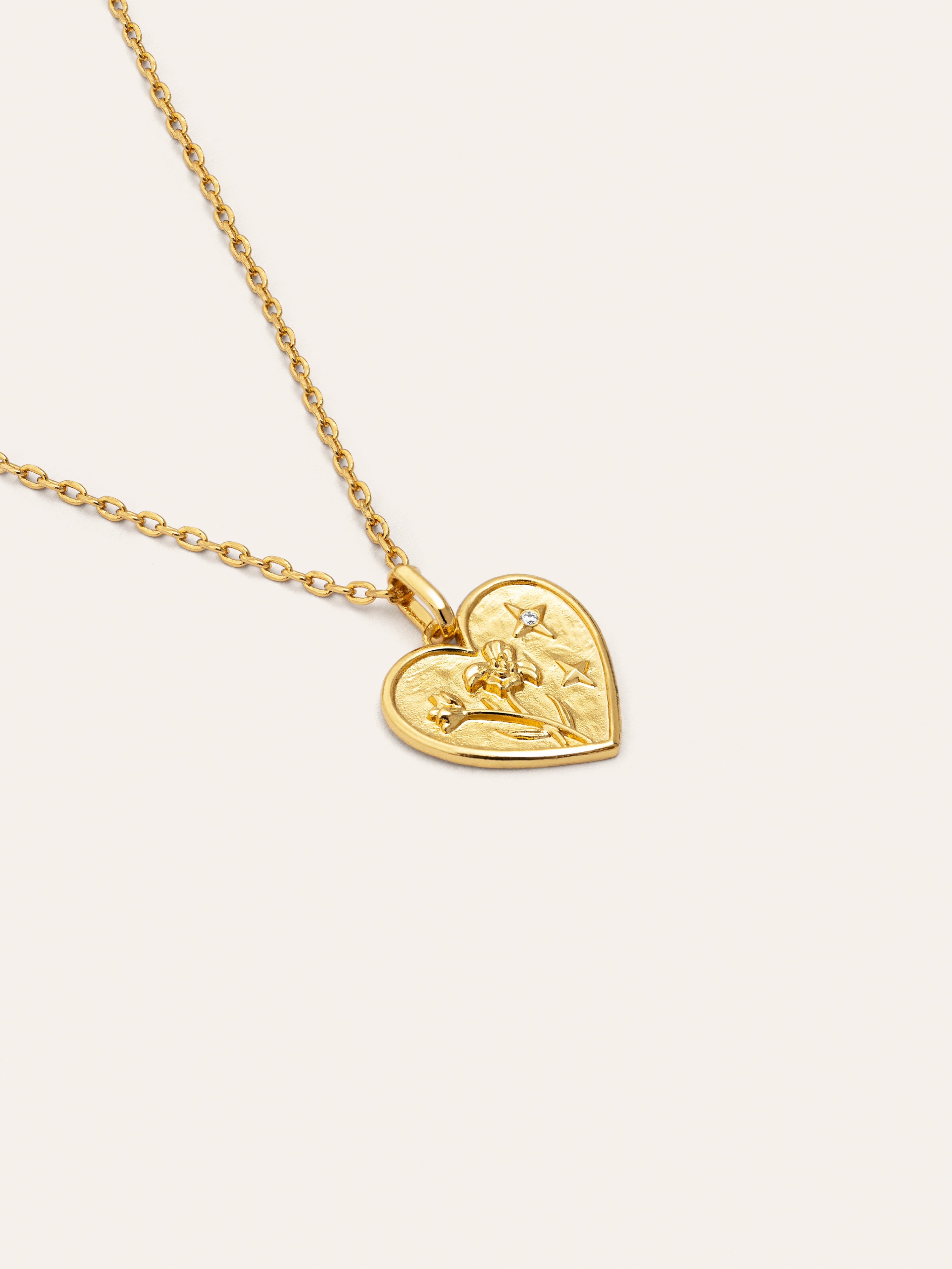 Collar Flower Heart Baño Oro