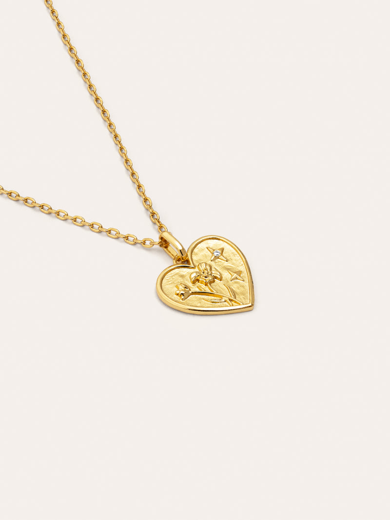 Collar Flower Heart Baño Oro