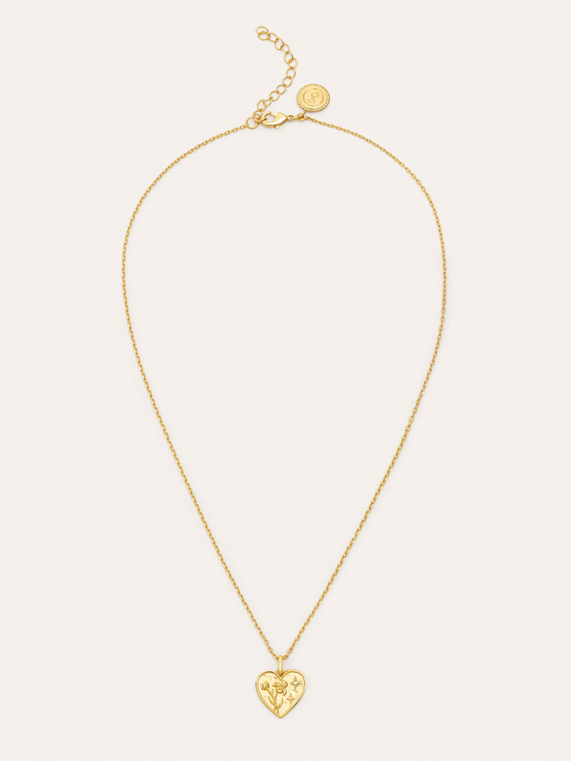 Collar Flower Heart Baño Oro
