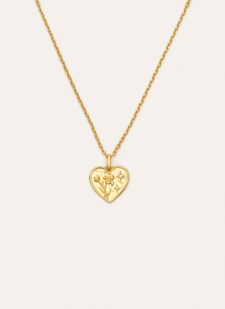 Collar Flower Heart Baño Oro