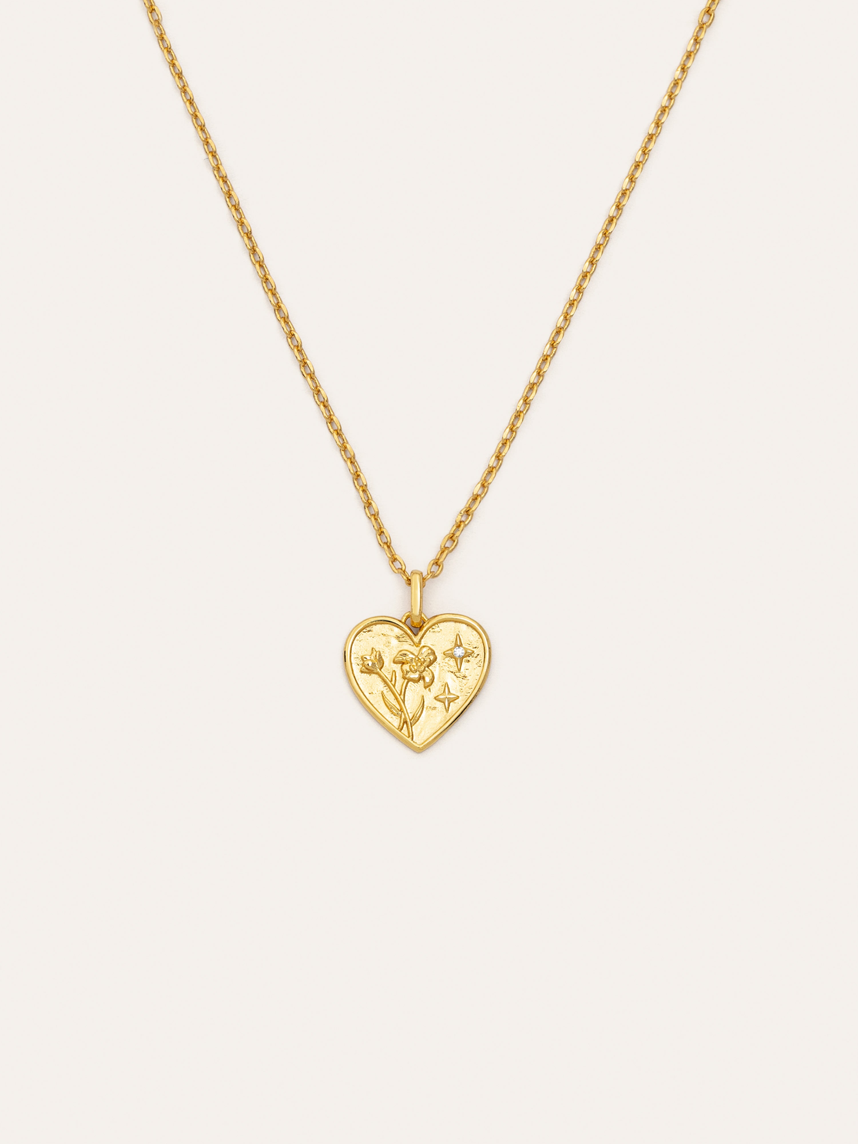 Collar Flower Heart Baño Oro