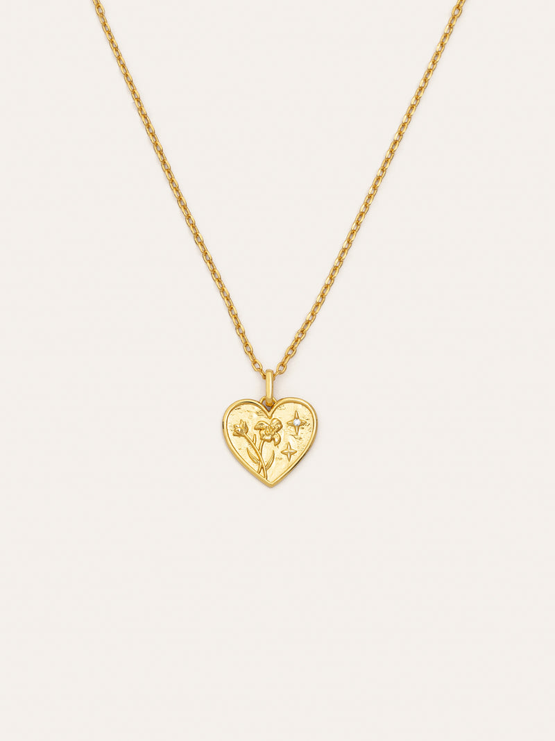Collar Flower Heart Baño Oro