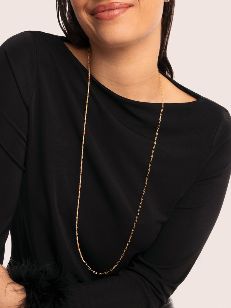 Long Glam Necklace Steel Gold Plated