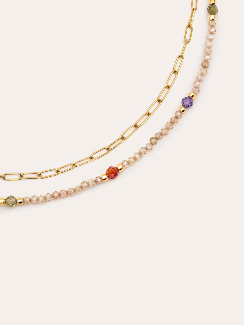 Long Glam Necklace Steel Gold Plated