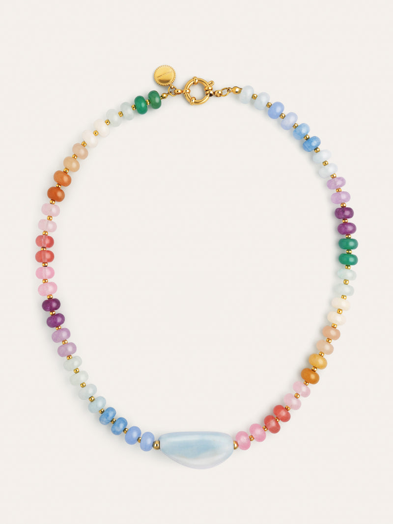 Collar Gummy Stones Acero Baño Oro