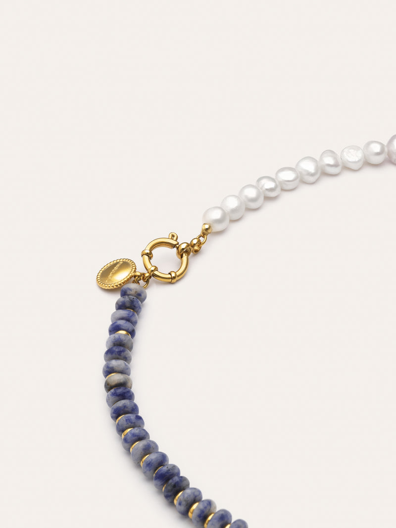 Collar Índigo Pearl Acero Baño Oro