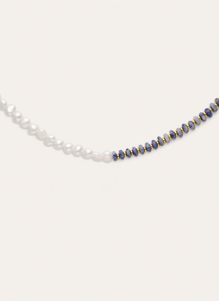 Collar Índigo Pearl Acero Baño Oro