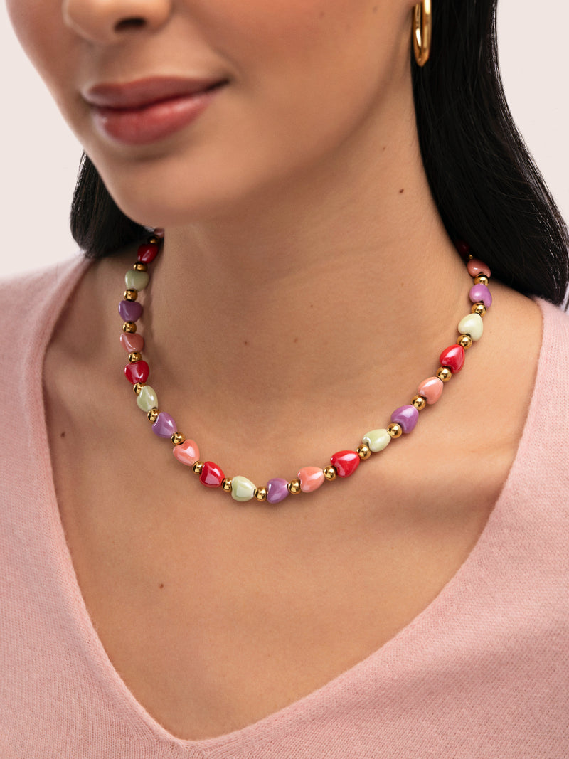 L'Amour à Paris Color Stainless Steel Gold Necklace