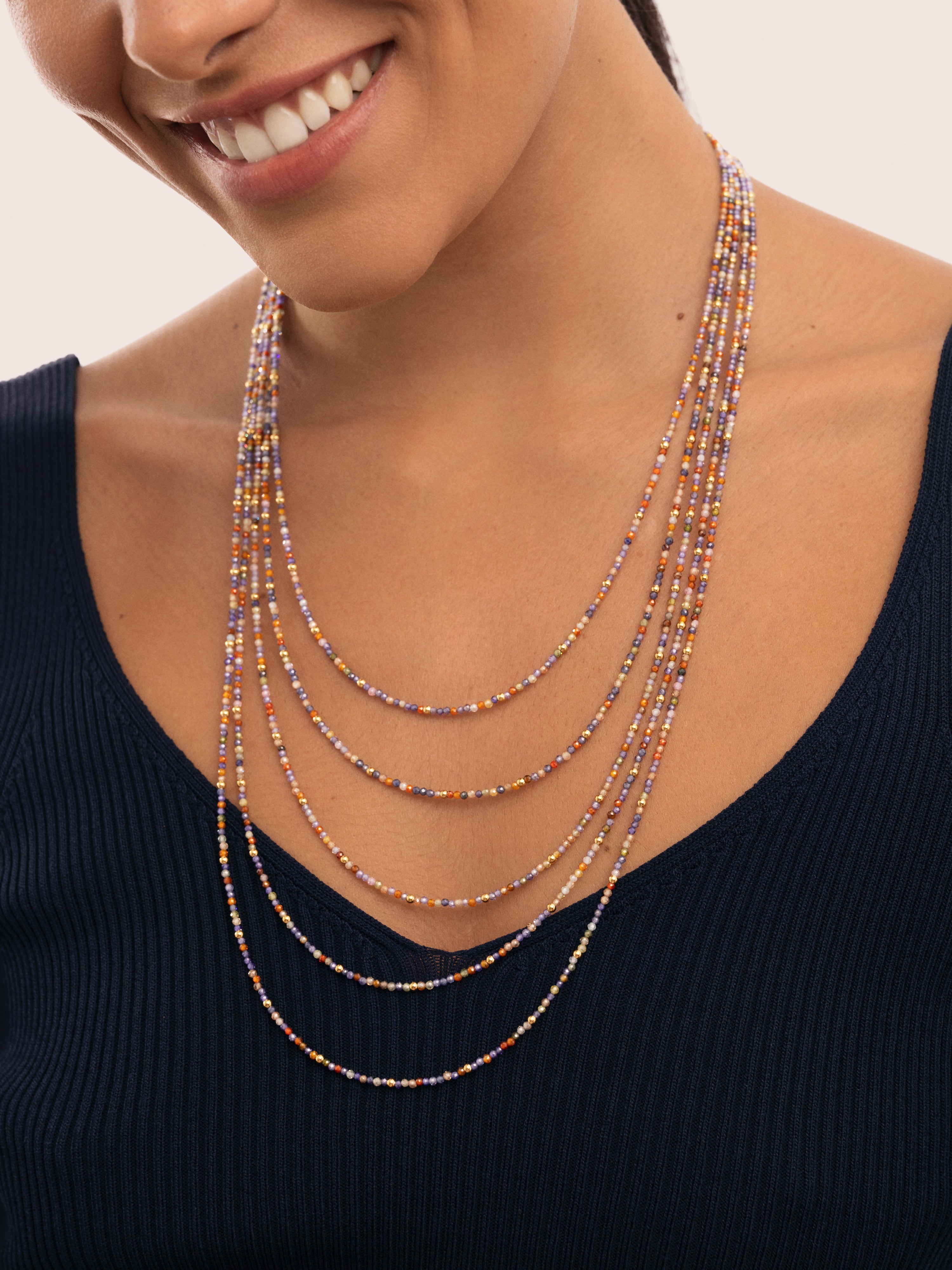 Long Crystals Cleopatra Stainless Steel Gold Necklace