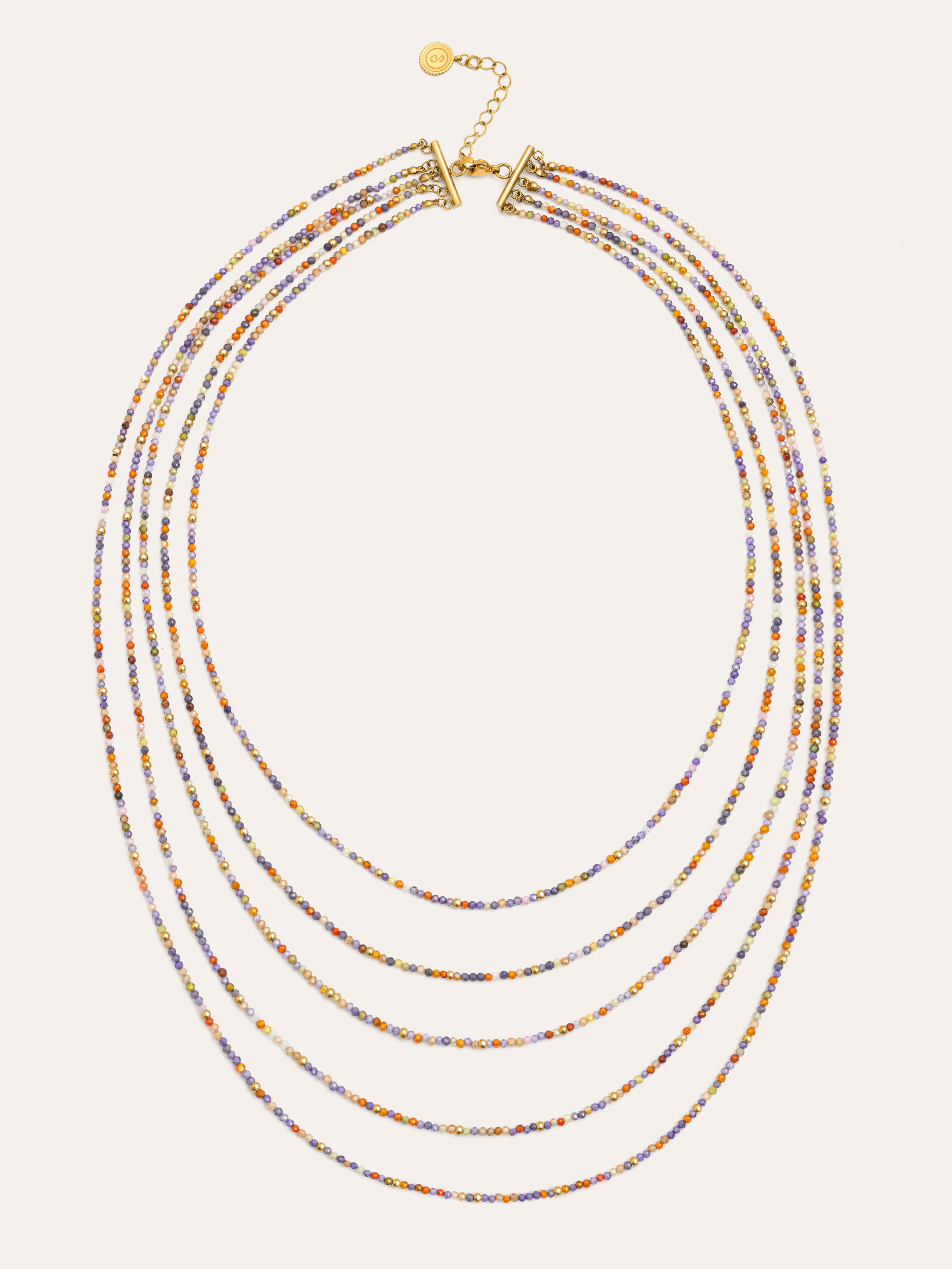 Long Crystals Cleopatra Stainless Steel Gold Necklace