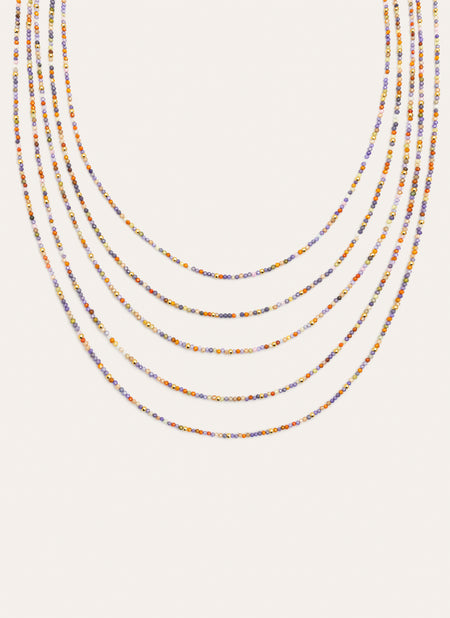 Long Crystals Cleopatra Stainless Steel Gold Necklace