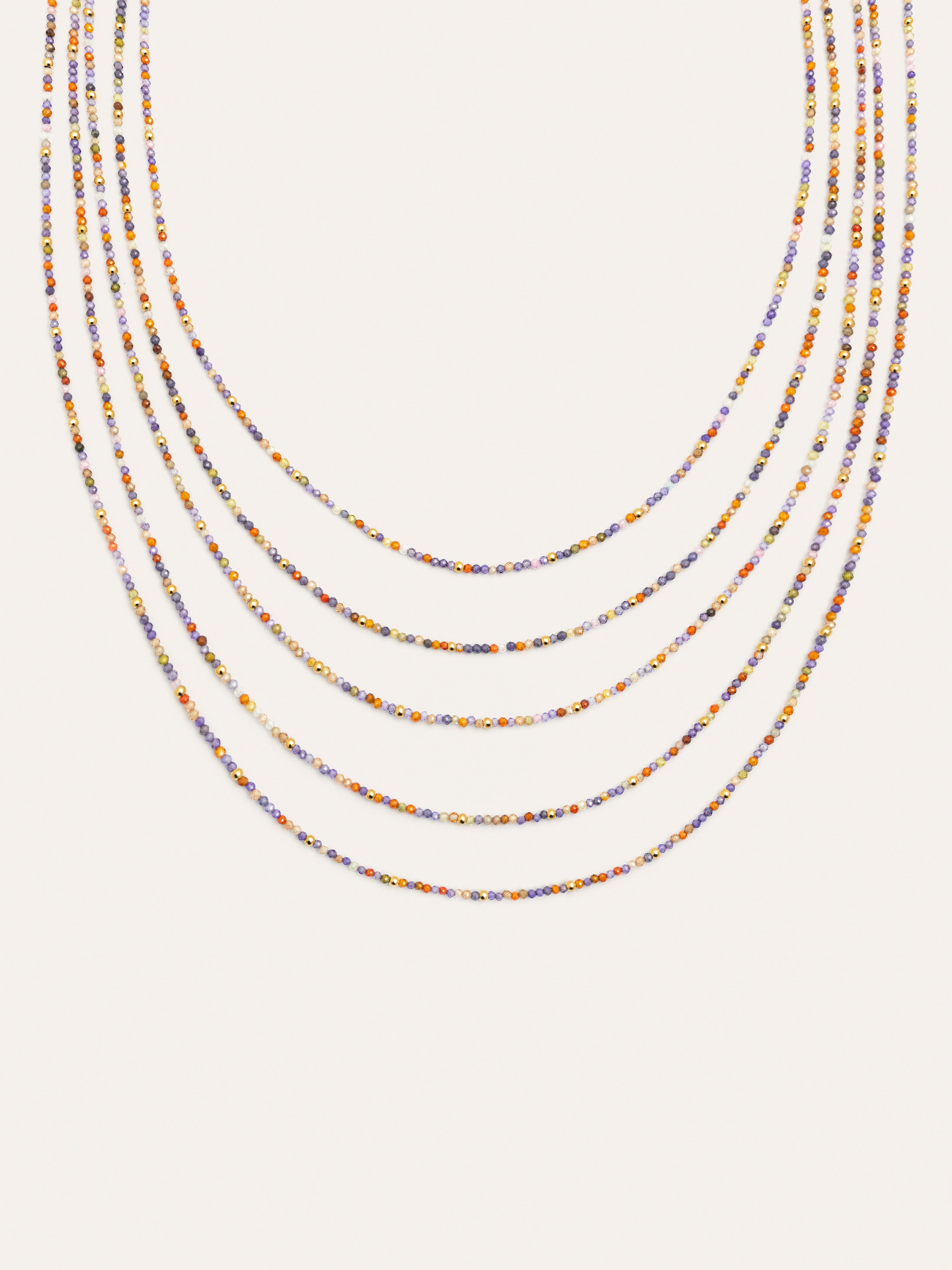 Long Crystals Cleopatra Stainless Steel Gold Necklace