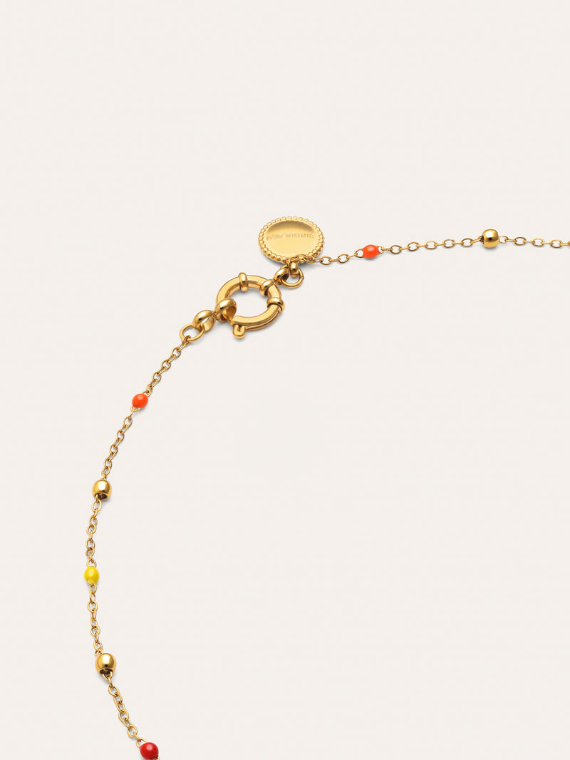 Long Dots L Colors Enamel Stainless Steel Gold Necklace