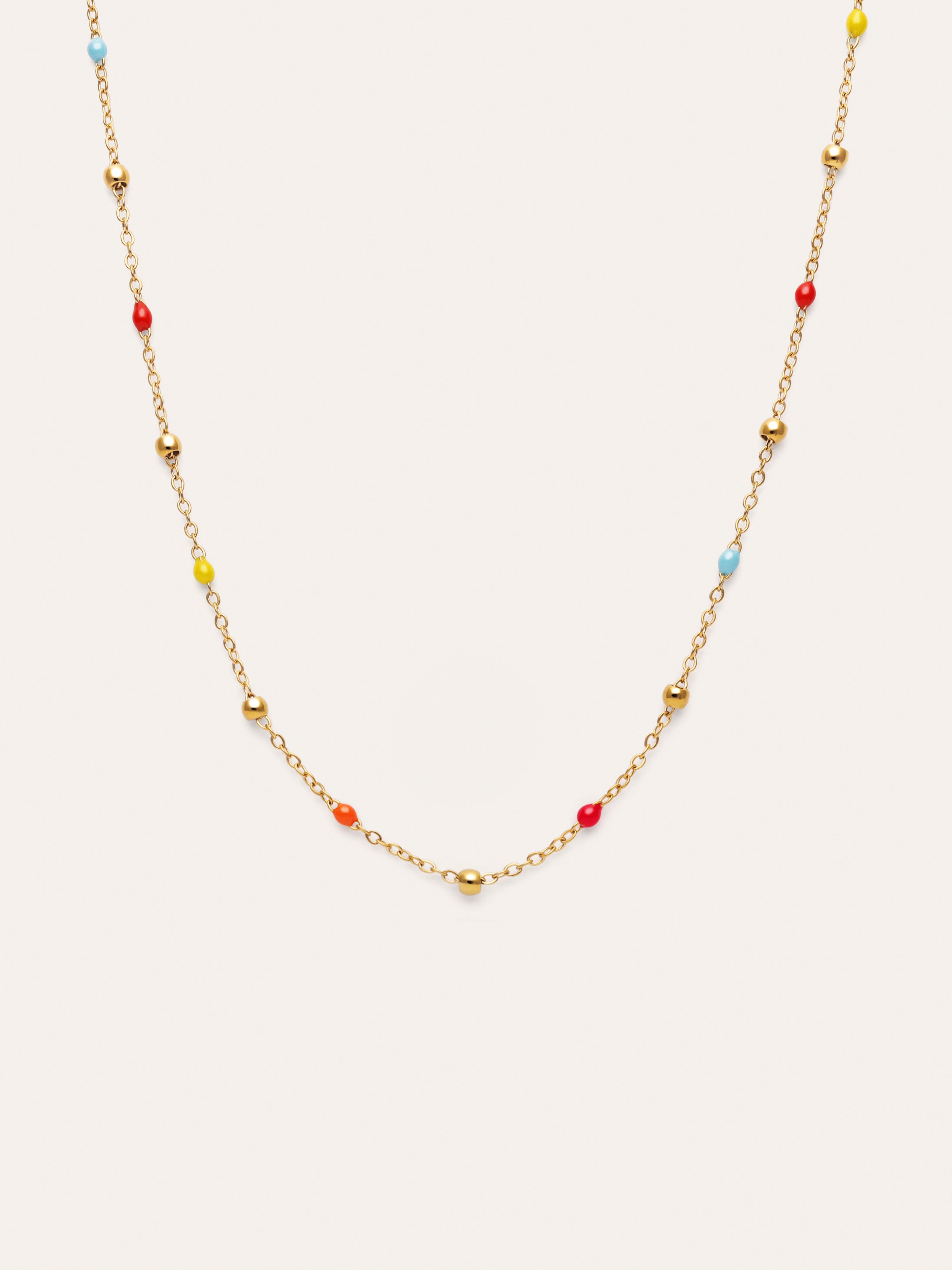 Long Dots L Colors Enamel Stainless Steel Gold Necklace