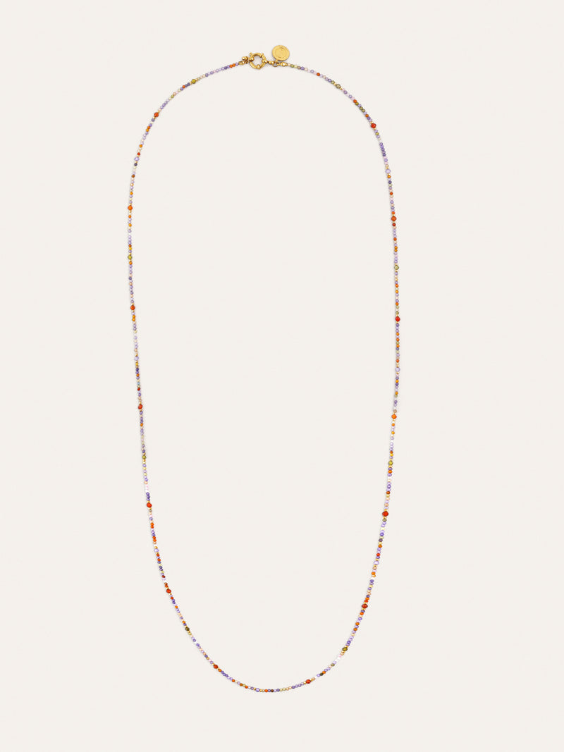 Long Full Crystal Summer Stainless Steel Gold Necklace