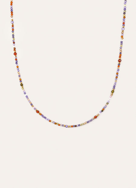 Long Full Crystal Summer Stainless Steel Gold Necklace