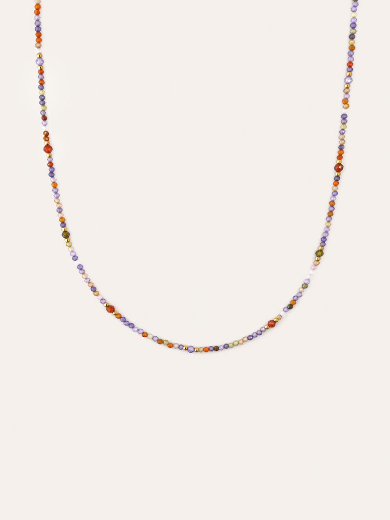 Long Full Crystal Summer Stainless Steel Gold Necklace