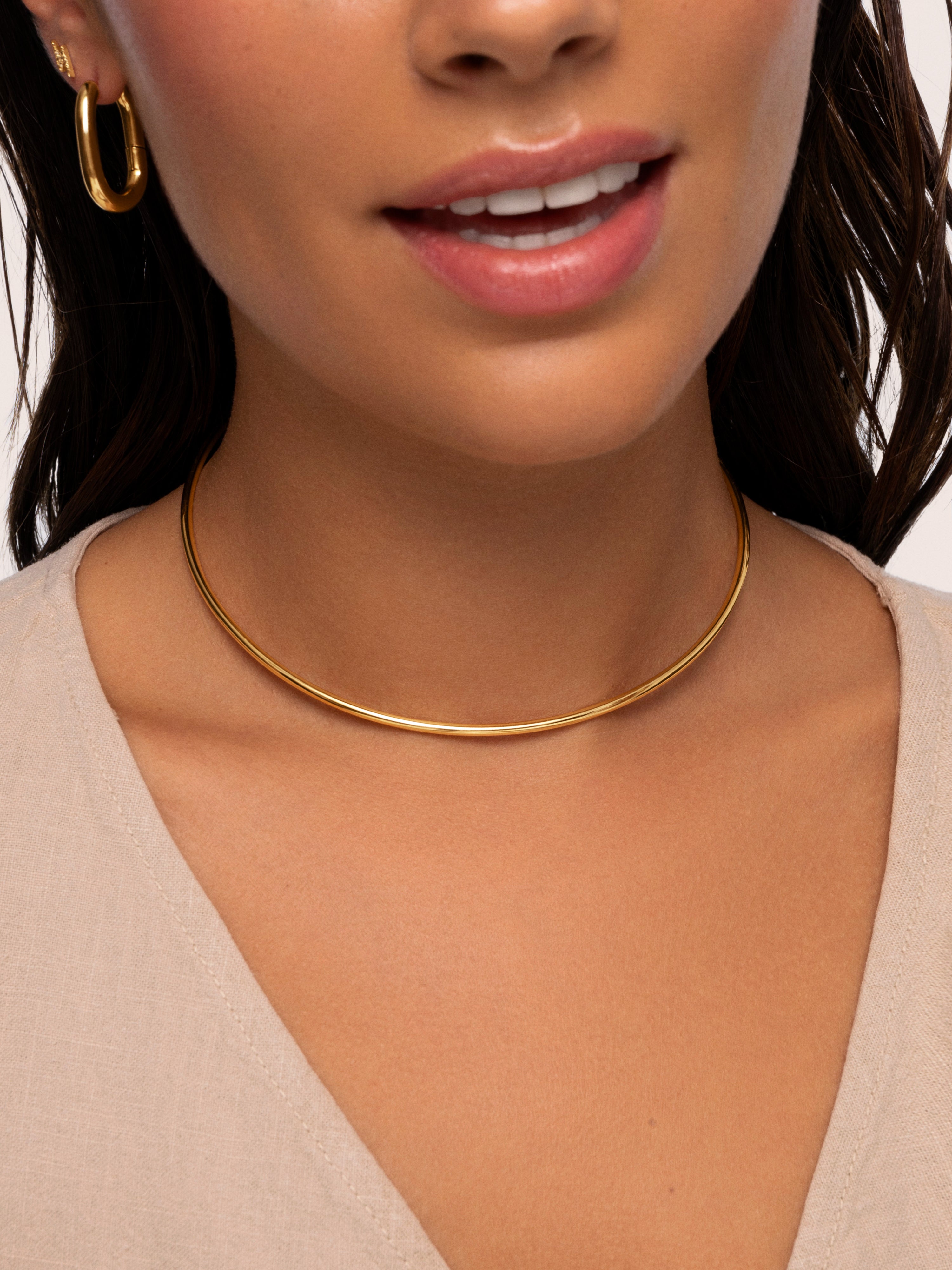 Line Chain Stainless Steel Gold Choker