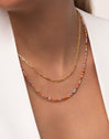 Long Crystal Summer Stainless Steel Gold Necklace 