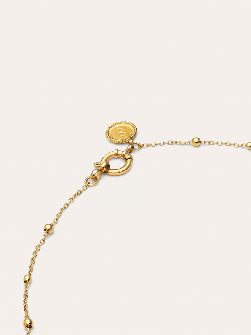 Collar Long Dots Acero Baño Oro