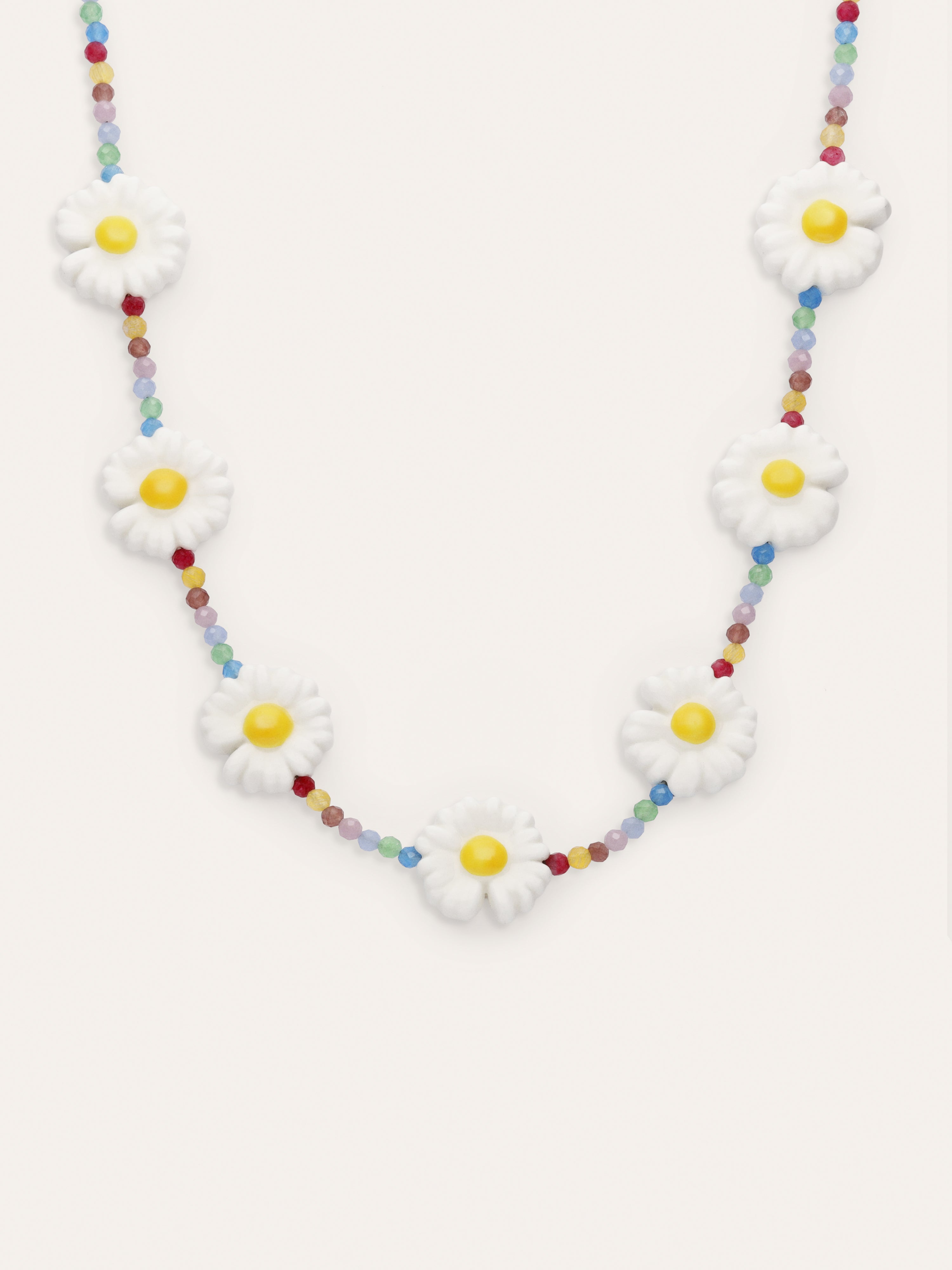 Collar Long Margarita Acero Baño Oro